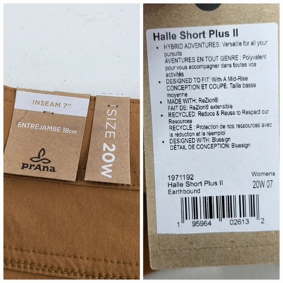 PRANA Modest Halle Women's 7" Short Earthbound Color Sz 20W NWT NEW - Picture 9 of 11